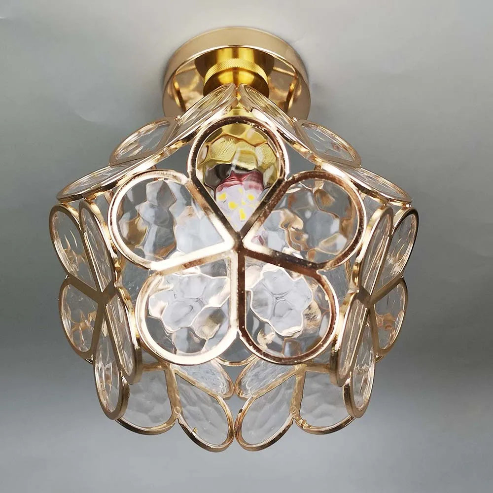 Flower Patterned Glass Ceiling Light Fixture