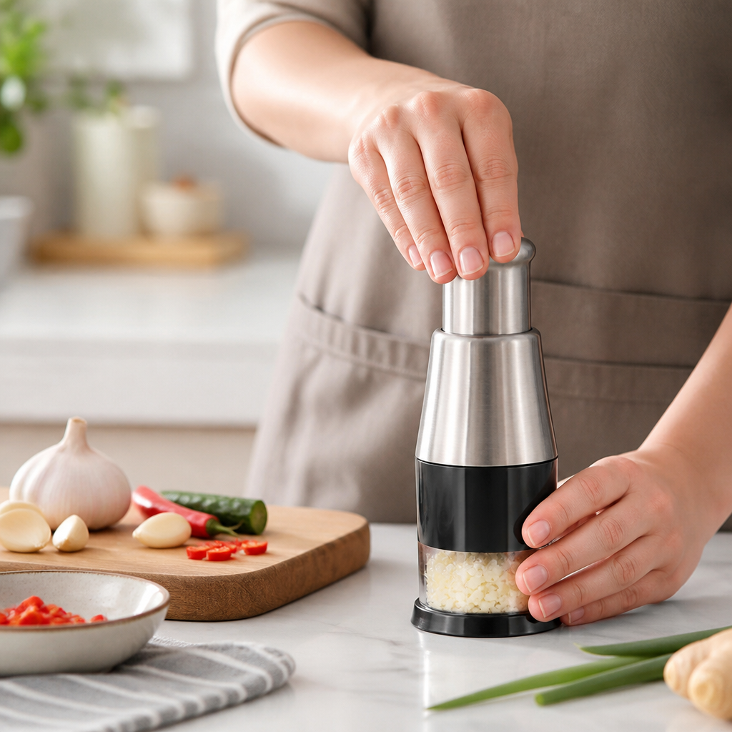 Integrated Bowl Kitchen Chopper with Stainless Steel Blades