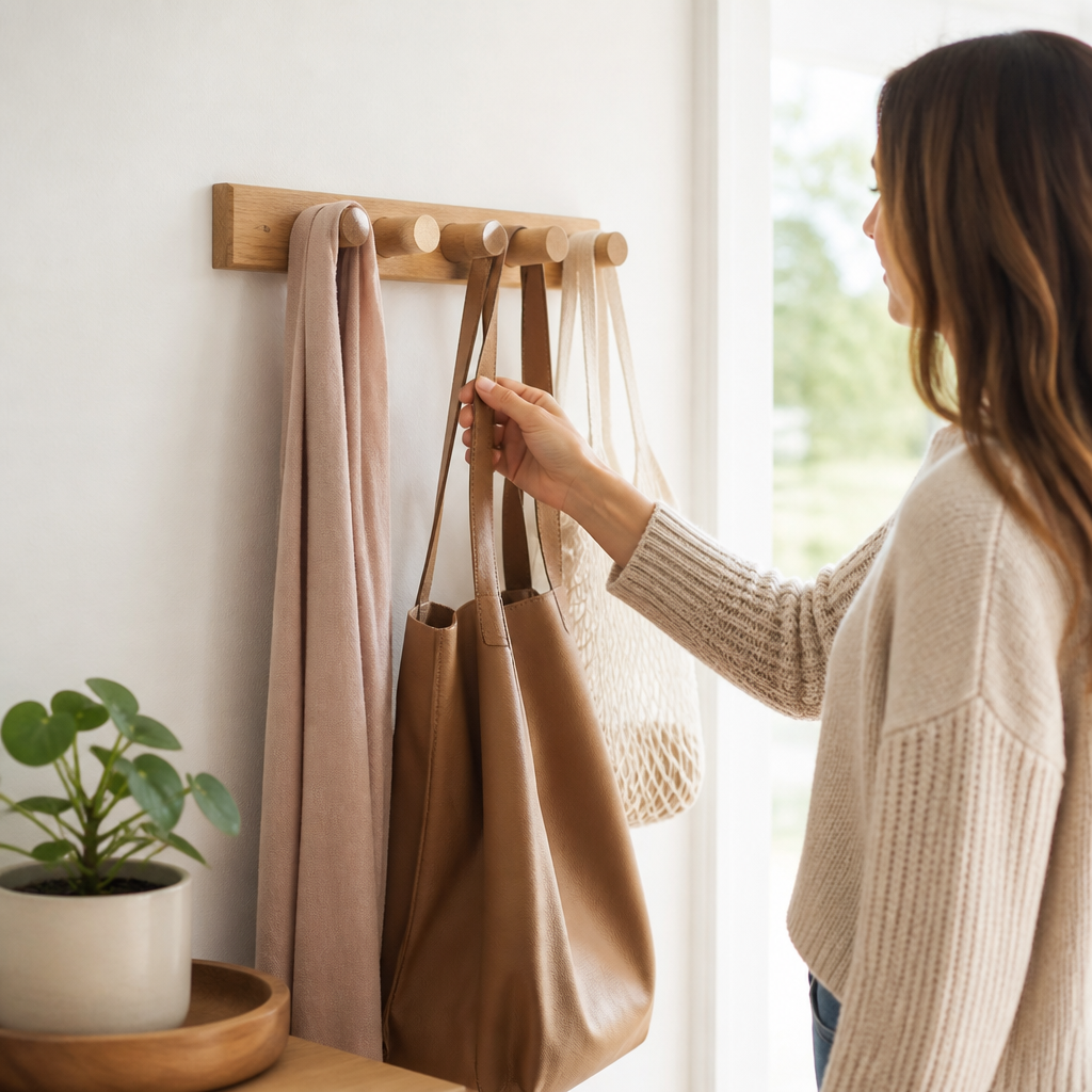 Solid Oak Rounded-Peg Wall Organizer (4- or 5-Peg)