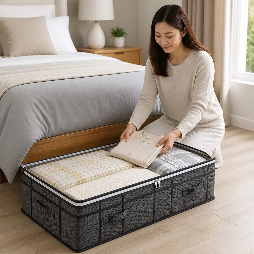 Foldable Large-Capacity Non-Woven Underbed Organizer (Top Zipper)