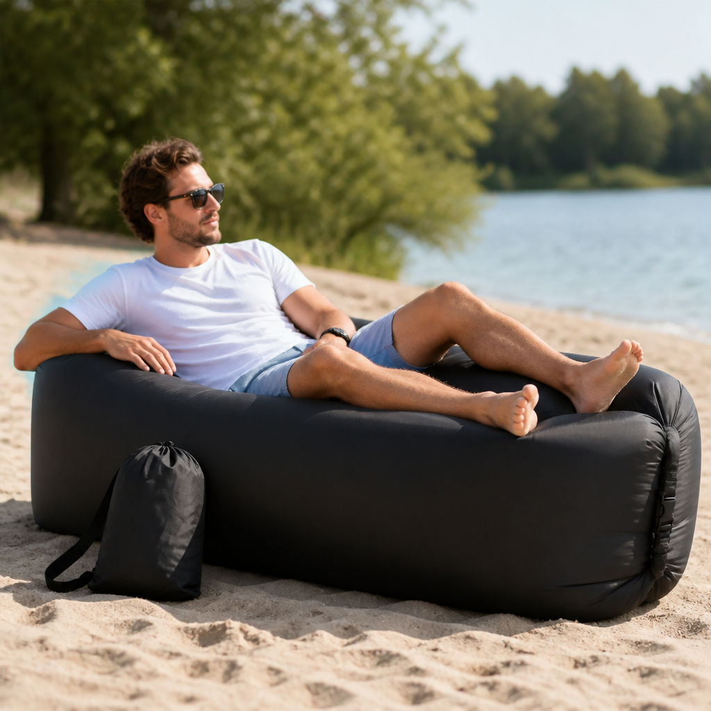 Tubular Bench Inflatable Lounger (Polyester, Carrying Bag)