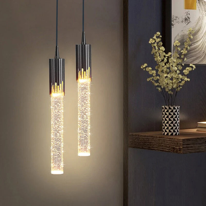 Cylindrical Glass Pendant Light Fixture