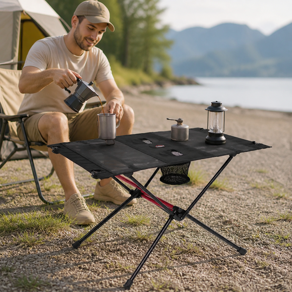 Foldable Rectangular Aluminum Camping Table (Carrying Bag Included)