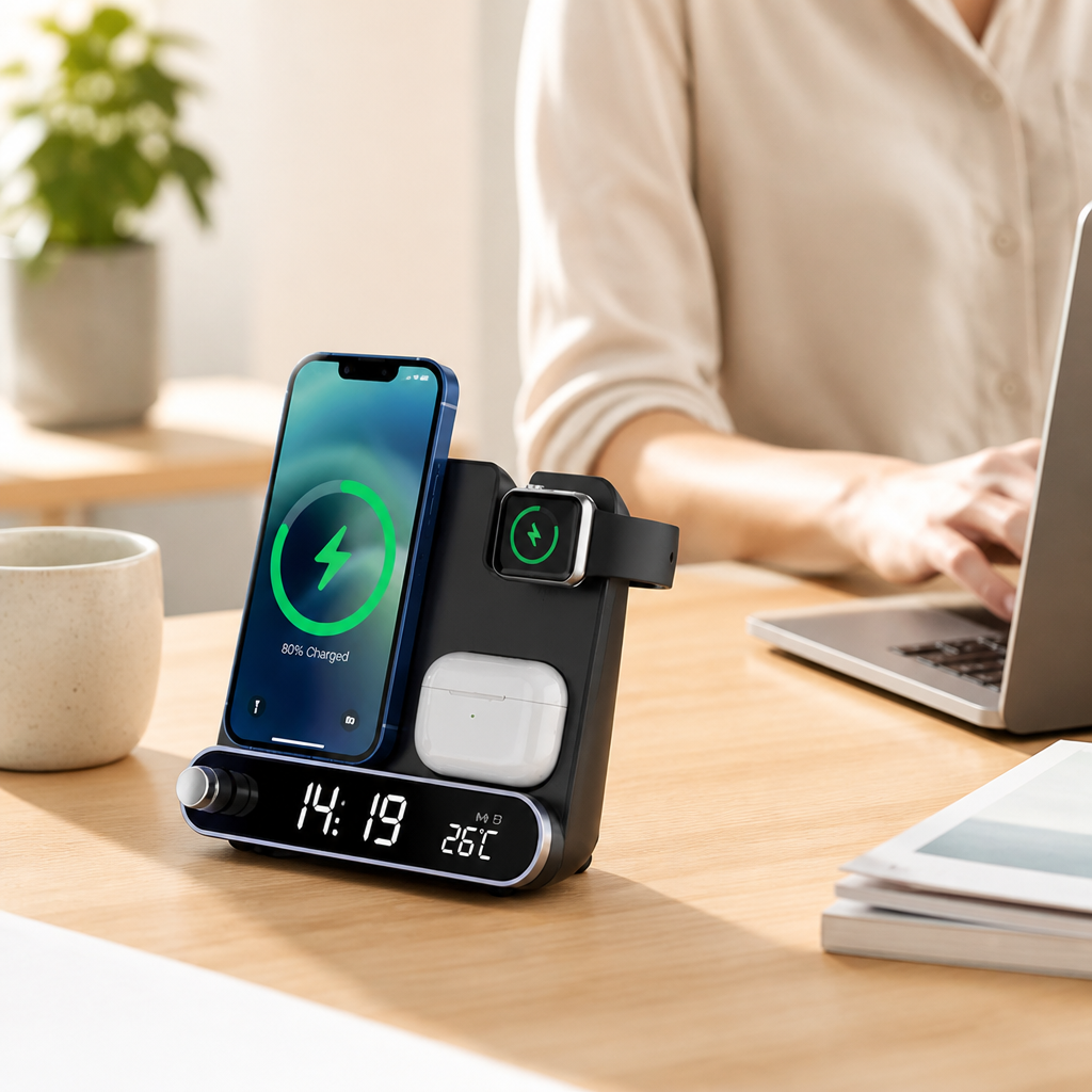 Multi-Pad LED Clock Wireless Charger