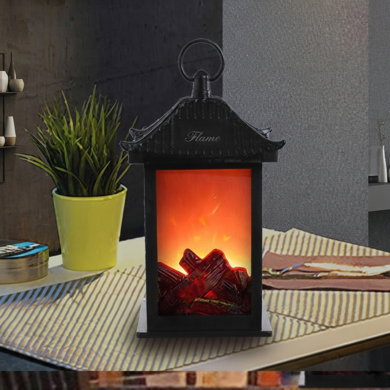 CozyGlow LED Flame Effect Table Lamp - USB & Battery Operated