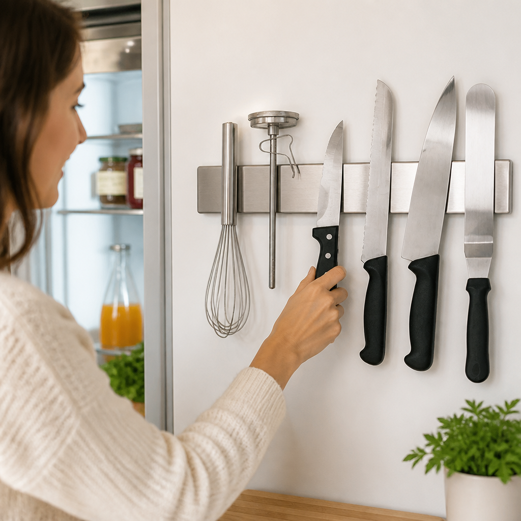 Stainless Steel Magnetic Kitchen Knife & Tool Organizer (14-Inch)