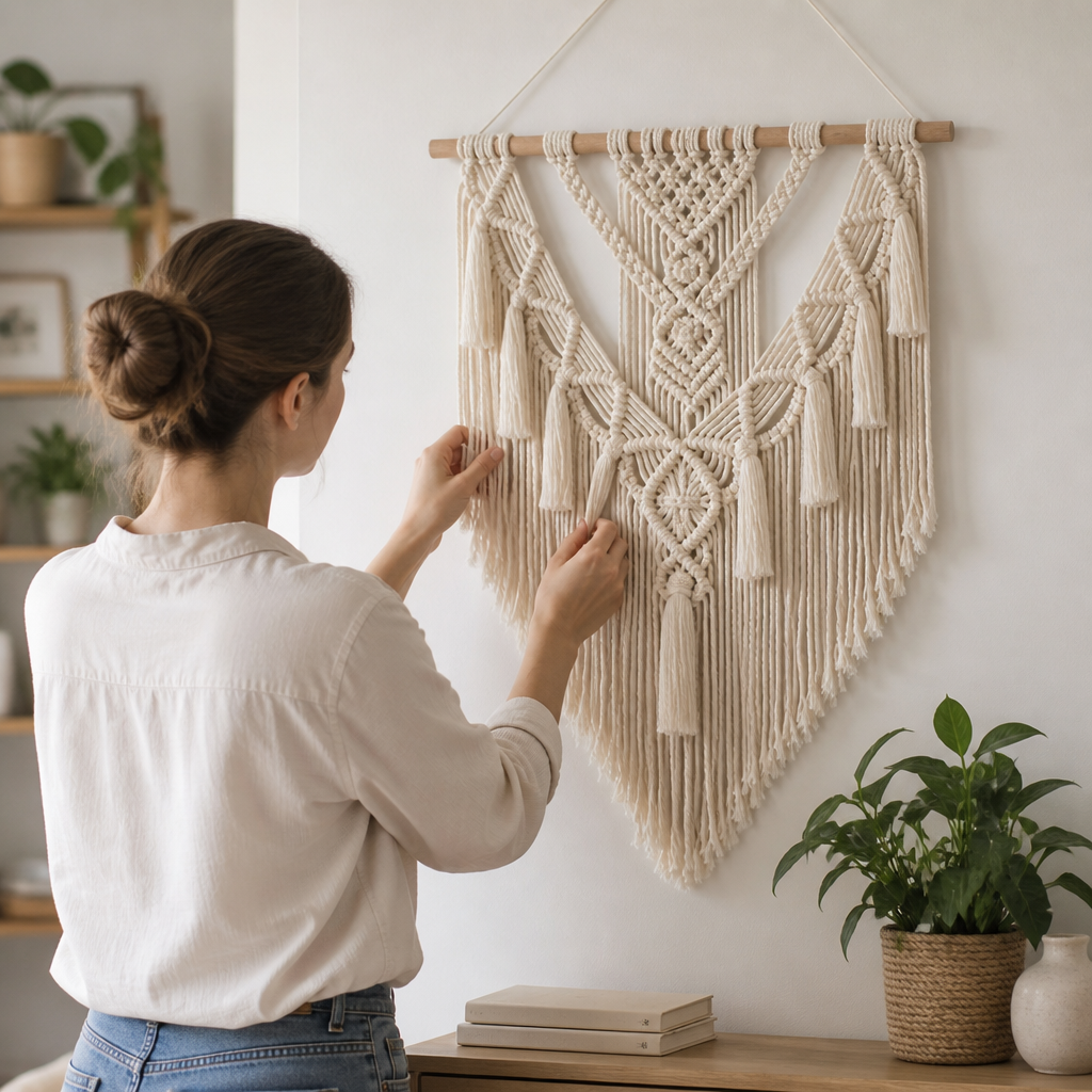 Bohemian Geometric Handcrafted Cotton Macrame Wall Hanging