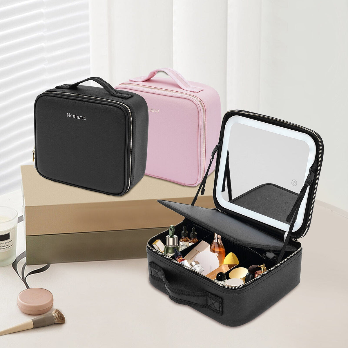 Illuminate Your Beauty: Smart Makeup Organizer with Mirror