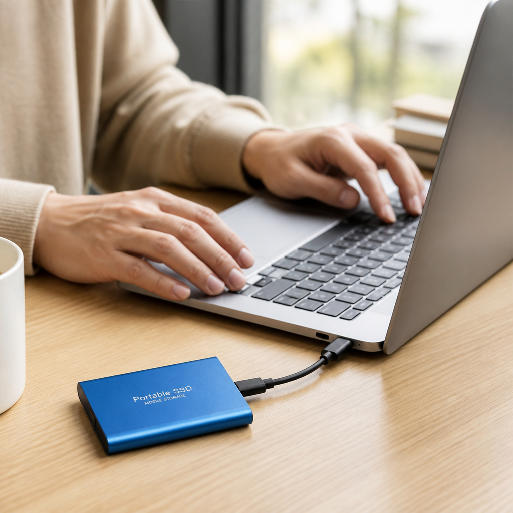 Brushed Aluminum Portable SSD with USB-C & USB 3.1