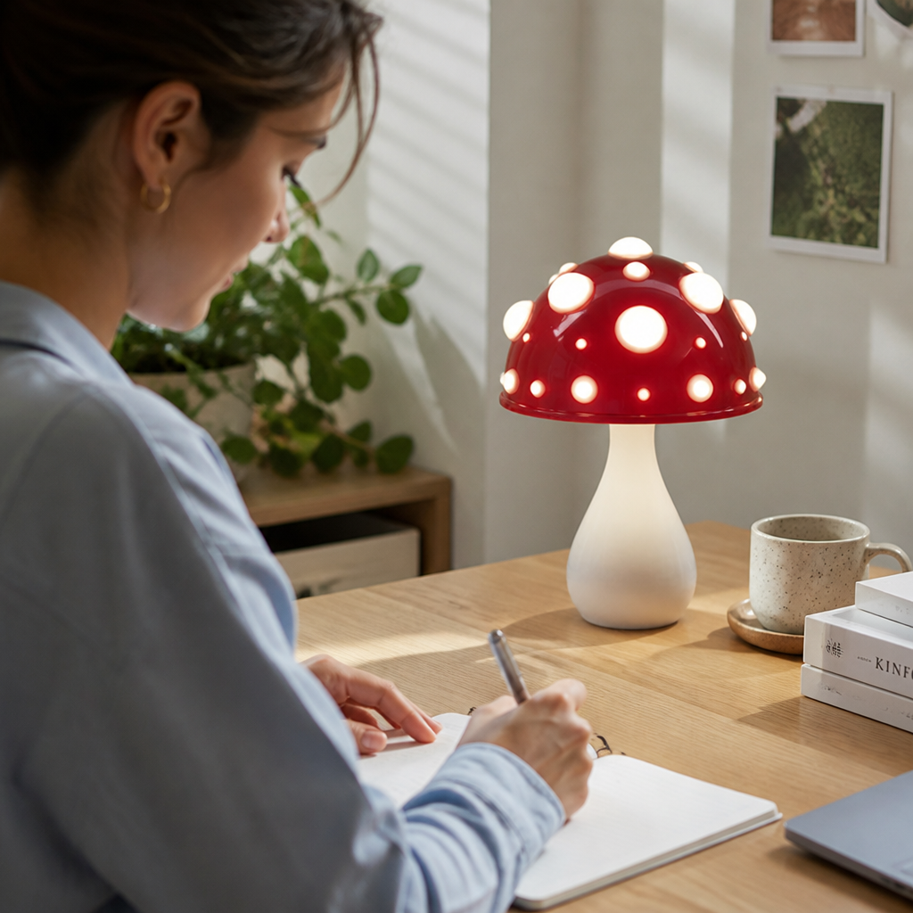 Dimmable LED Mushroom Table Lamp (USB-C Rechargeable)