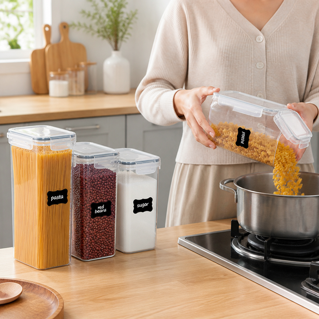 Side-Locking Clear Stackable Food Storage Containers