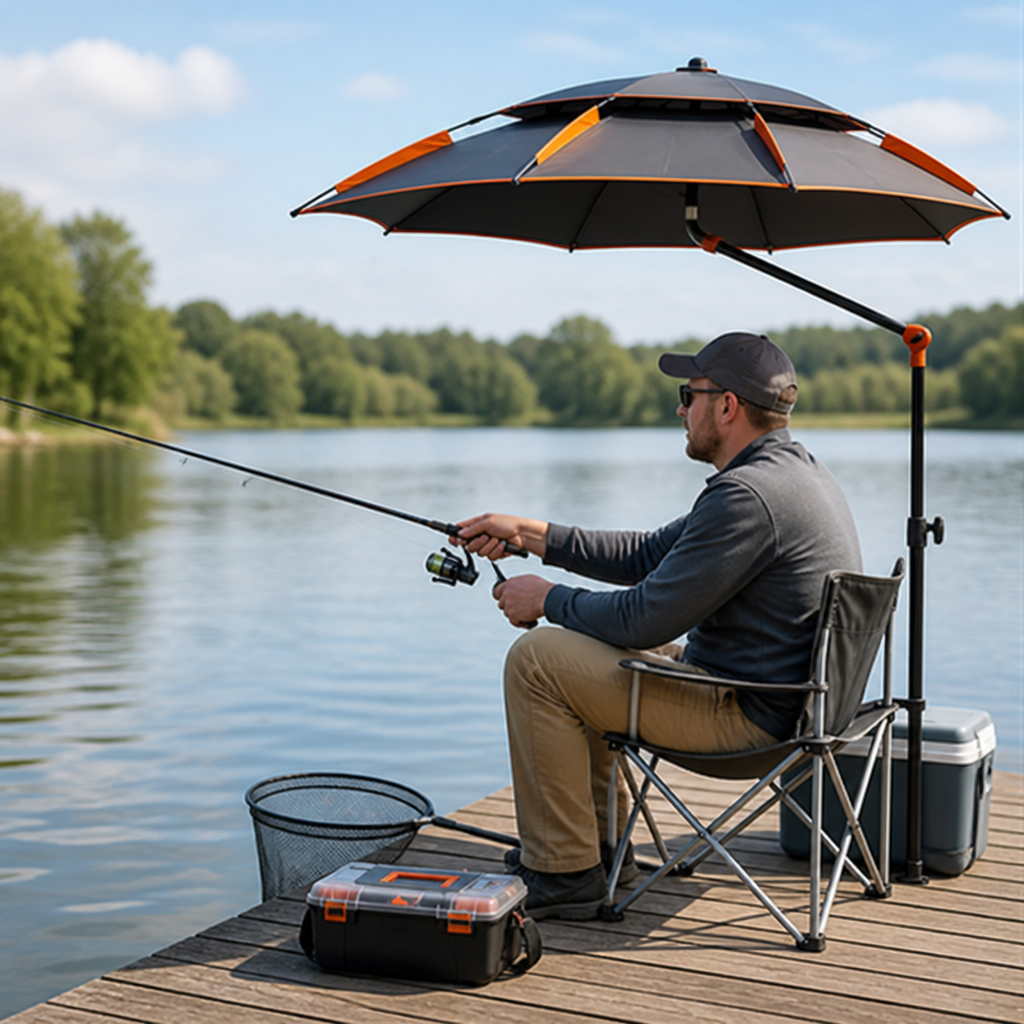 Beach Chair-Mount Tubular Metal Shade Canopy (Adjustable Tilt)