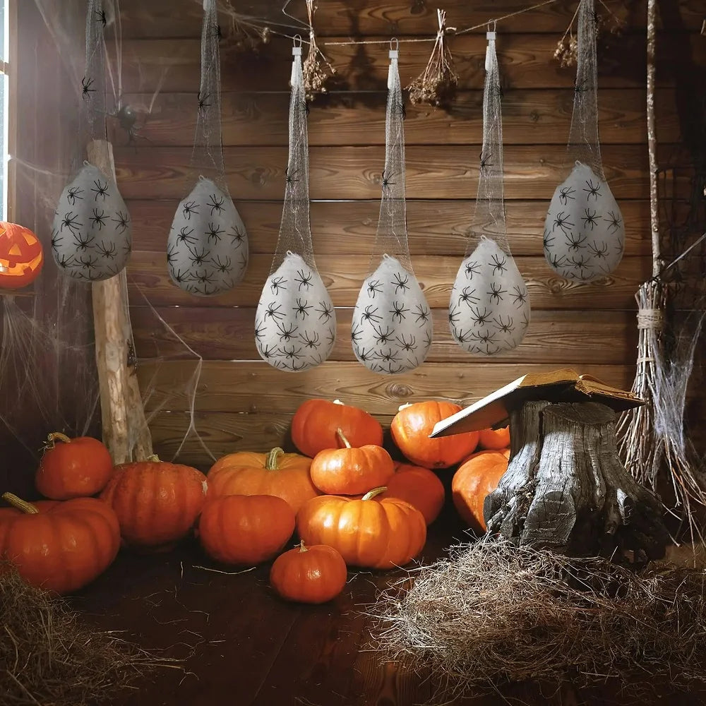 Eerie Glow Spider Nest Halloween Hanging Decoration