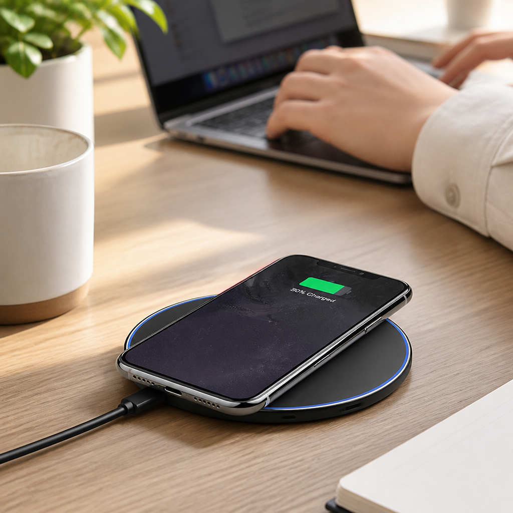 Qi-Compatible Fast-Charge Wireless Charging Pad (30W, USB-C Cable Included)