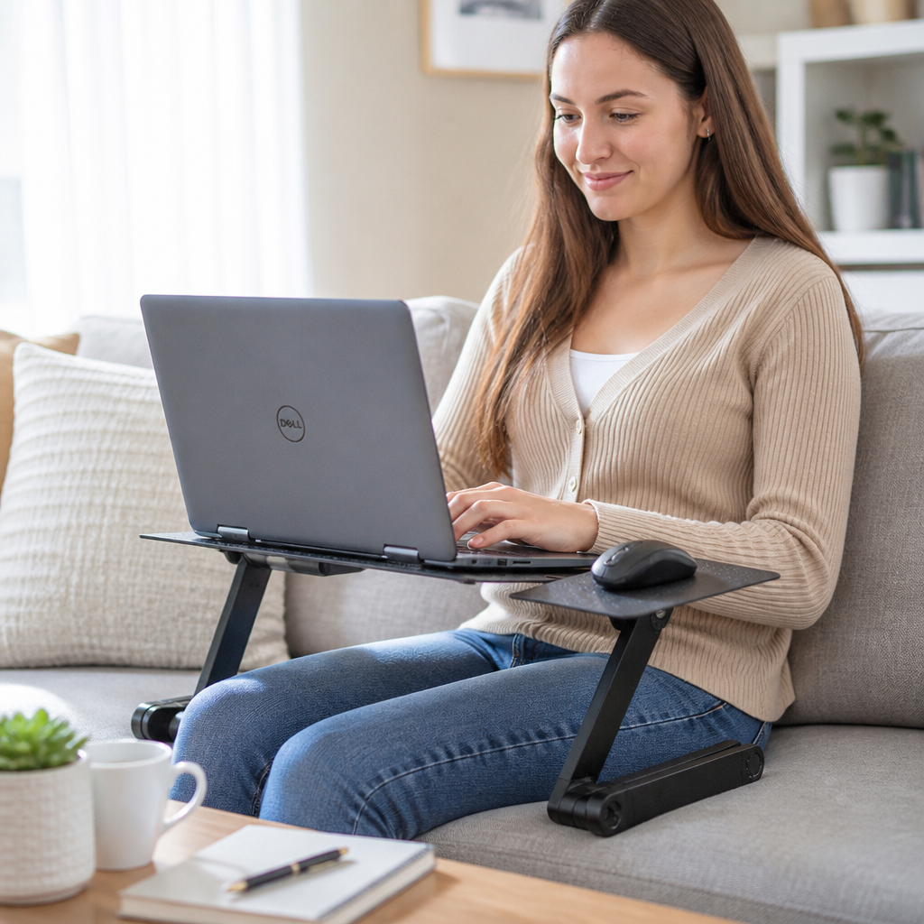 Adjustable Foldable Ventilated Laptop & Tablet Stand (with Mouse Panel)