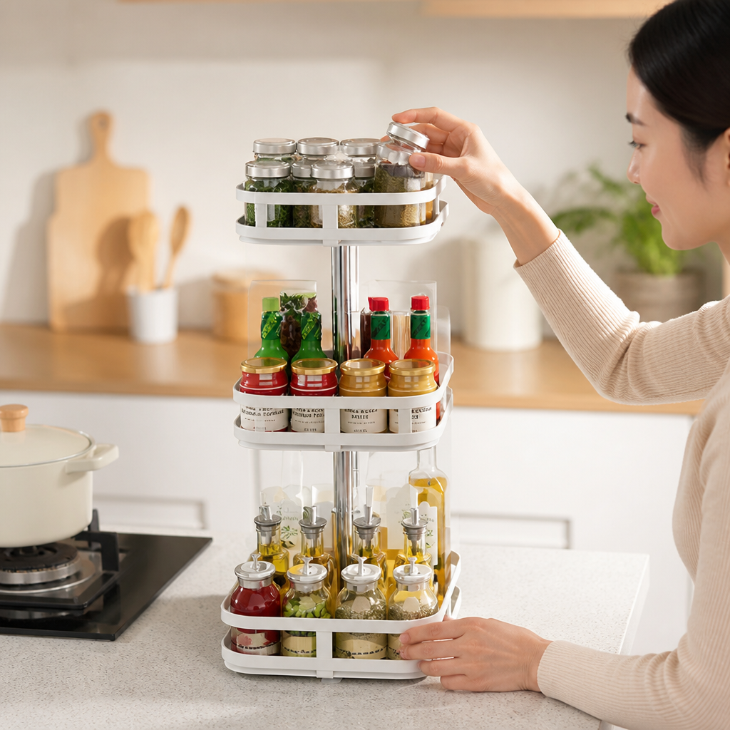 Metal Multi-Layer Kitchen Organizer (360° Rotating)