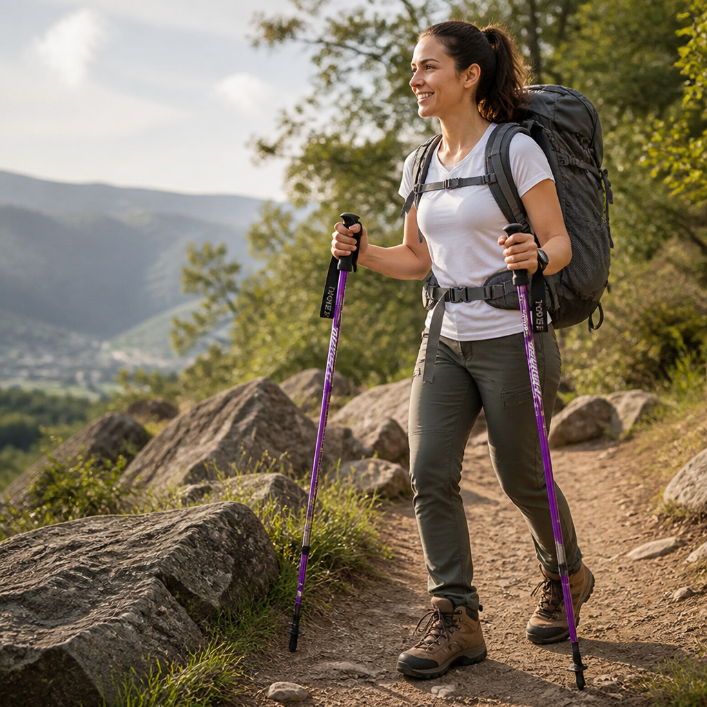Foldable Telescoping Trekking Pole (Foam Handle & Rubber Tip)