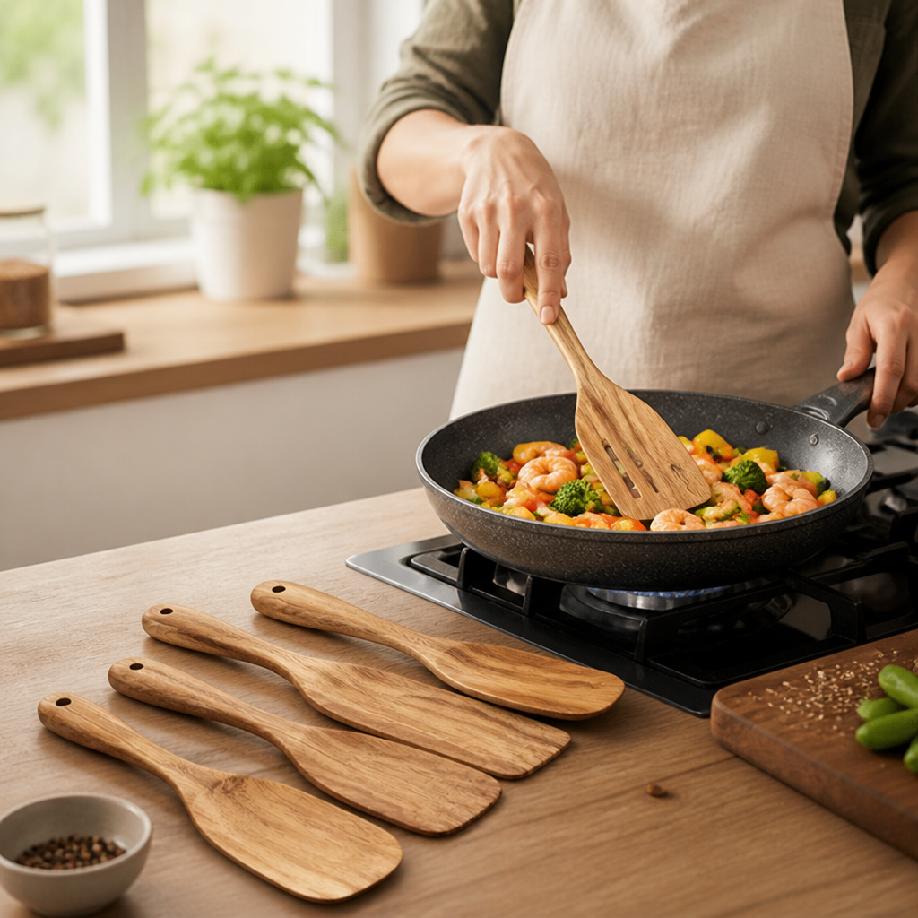 Teak Wood Utensil Set (Set of 4 or 5)