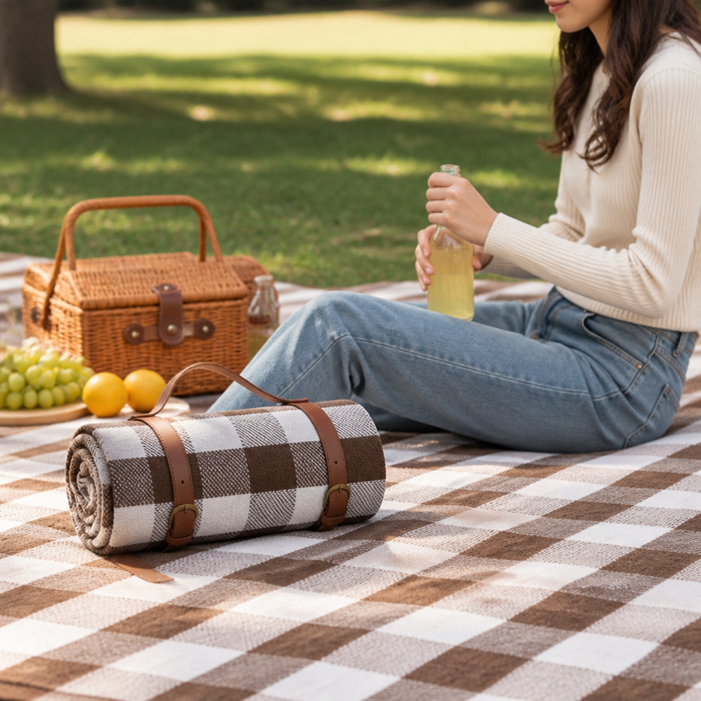 Peva-Backed Foldable Rectangular Picnic Blanket