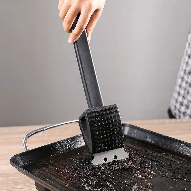 All-in-One Grill Cleaning Tool with Steel Brush and Sponge