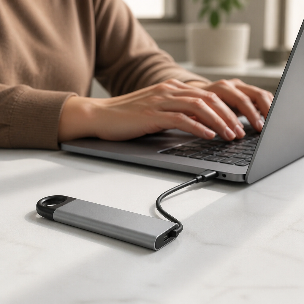 High-Speed Compact Portable SSD (USB-C & USB-A Cable Included)