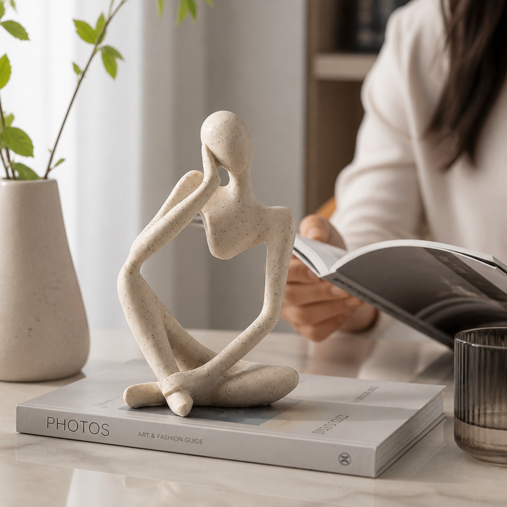 Nordic Abstract Resin Thinker Figurine