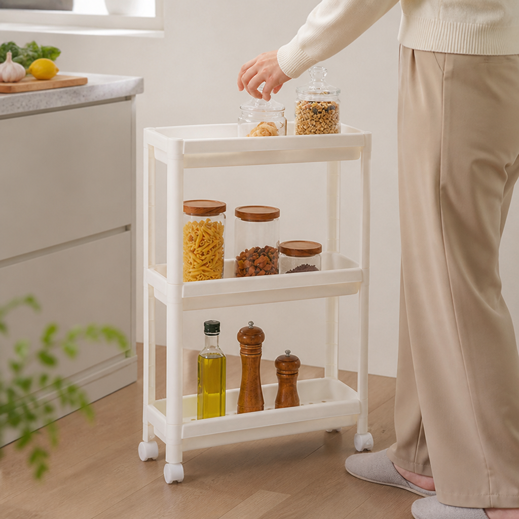 Slim Rolling Kitchen Organizer (3-Tier)