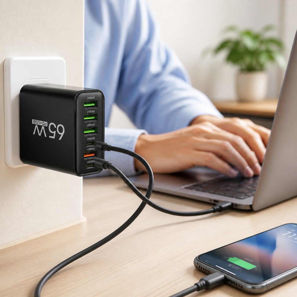 Compact USB-C & USB-A Charging Hub (6-Port)
