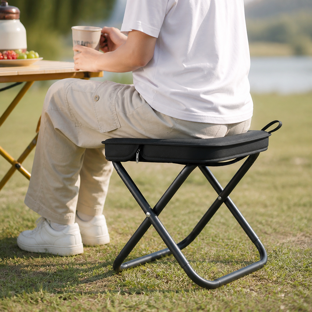 Collapsible Oxford Cloth & Perimeter Steel Frame Camping Chair