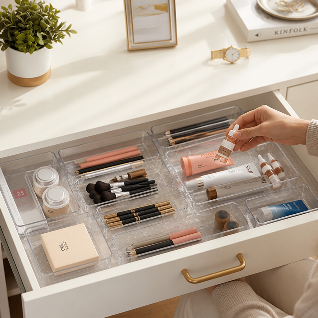 Multi-Size Plastic Drawer Organizer Set