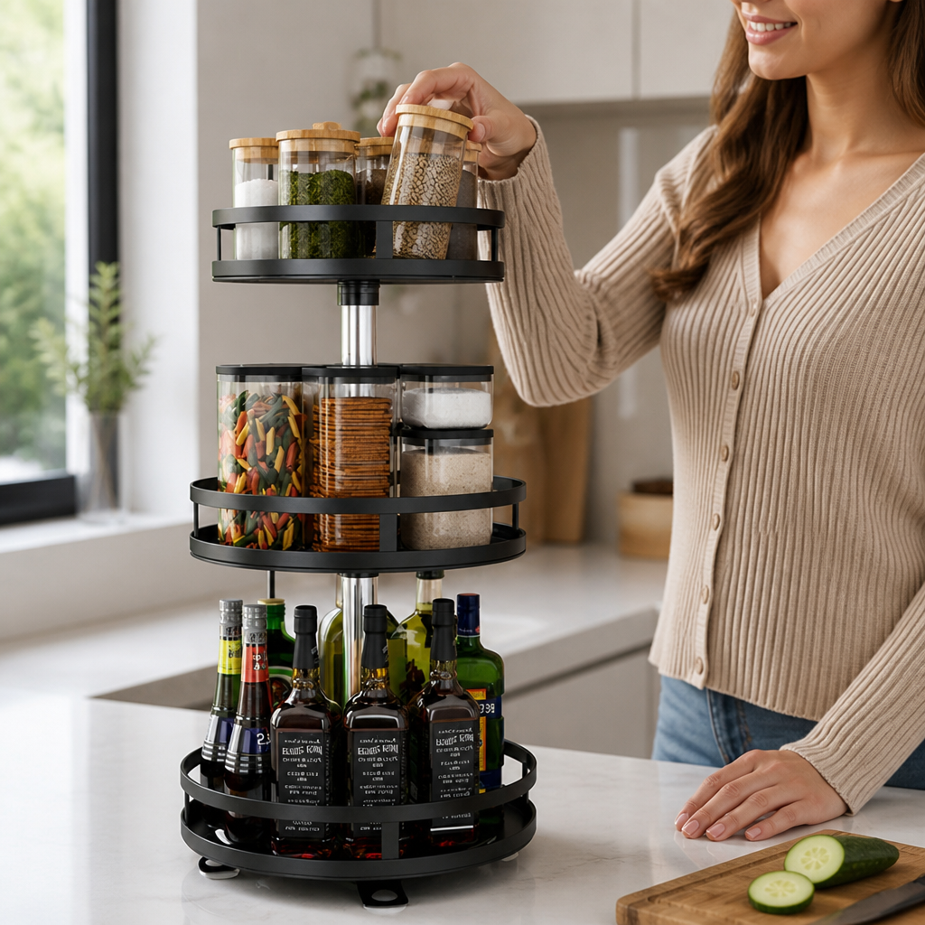 Rotating Metal Countertop Organizer (3-Tier)