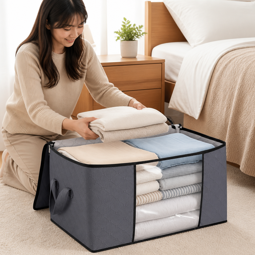Foldable Dual-Zip Storage Organizer (Transparent Window)