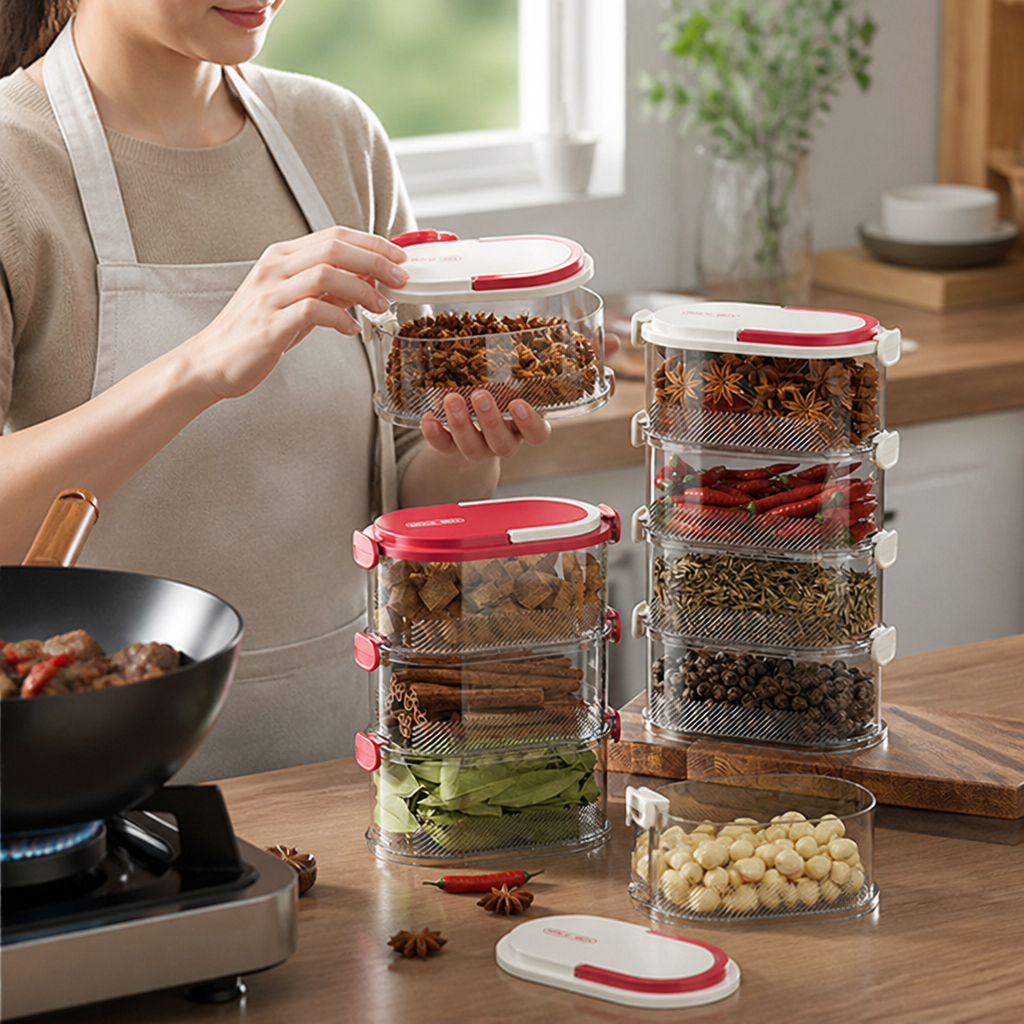 Transparent & Stackable Spice Organizer (Set of 2)