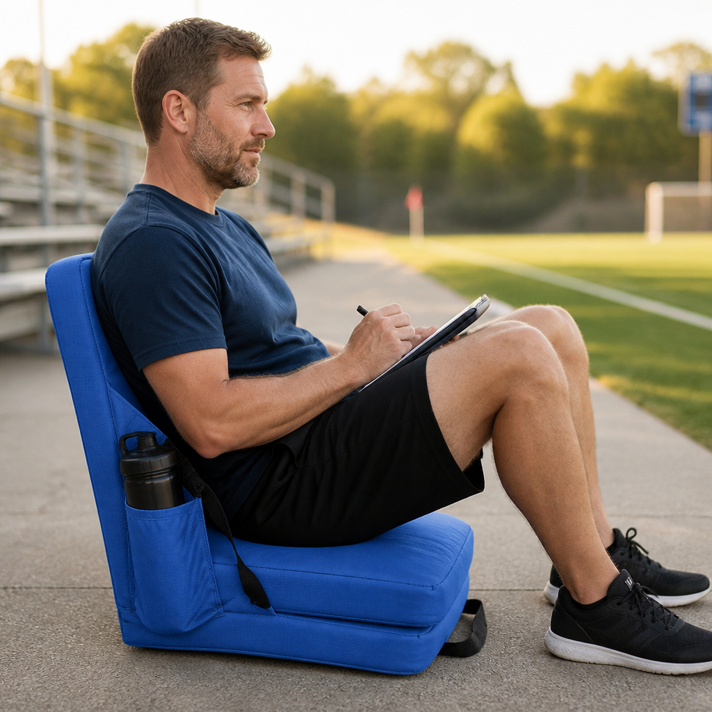 Padded Outdoor Folding Chair with Side Pocket (600D Oxford Fabric)