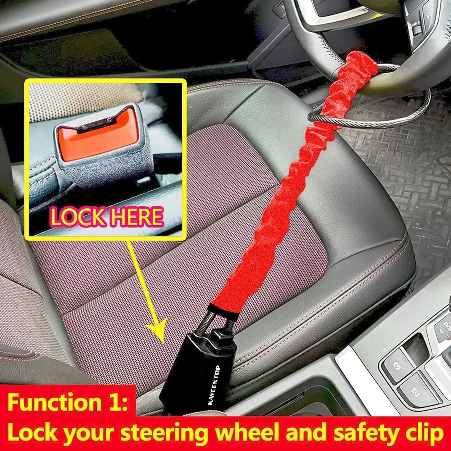 All-in-One Vehicle Security Lock with Belt Protection
