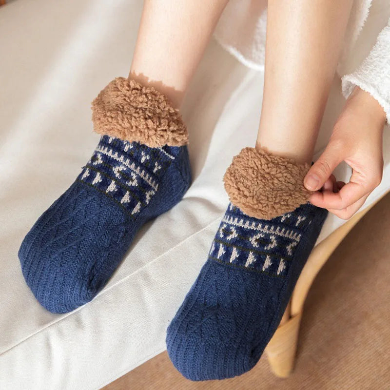 Cozy Winter Socks with Festive Snow Design