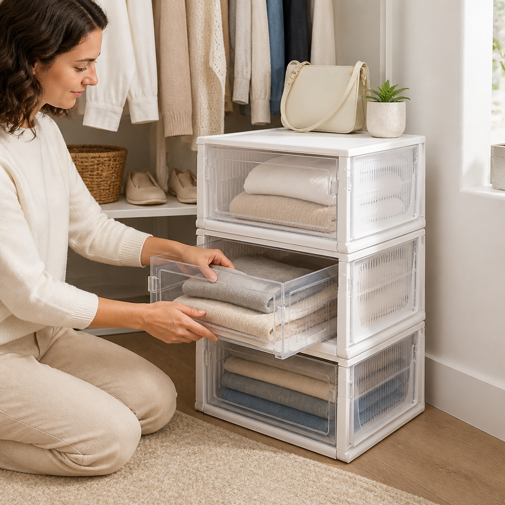 Stackable Clear Plastic Closet Organizer
