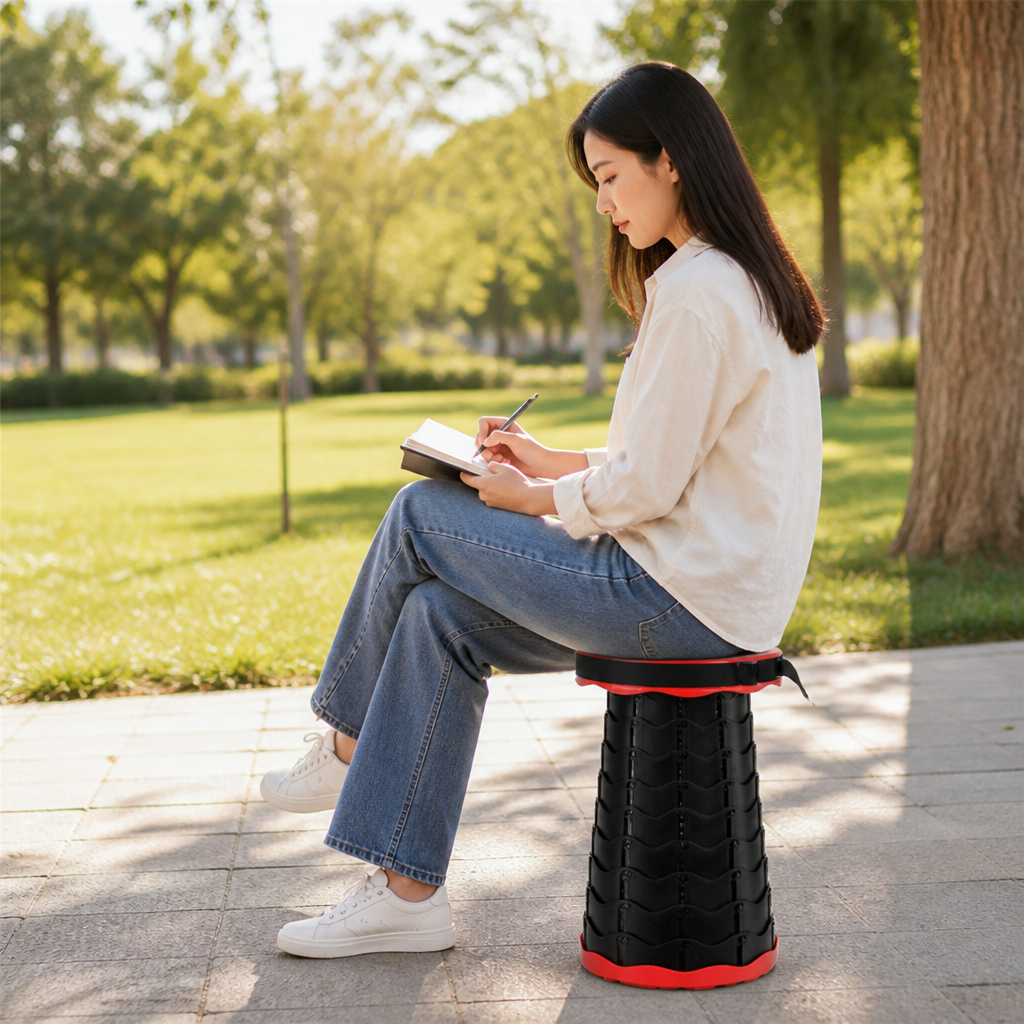 Height-Adjustable Outdoor Folding Chair with Locking Clasps