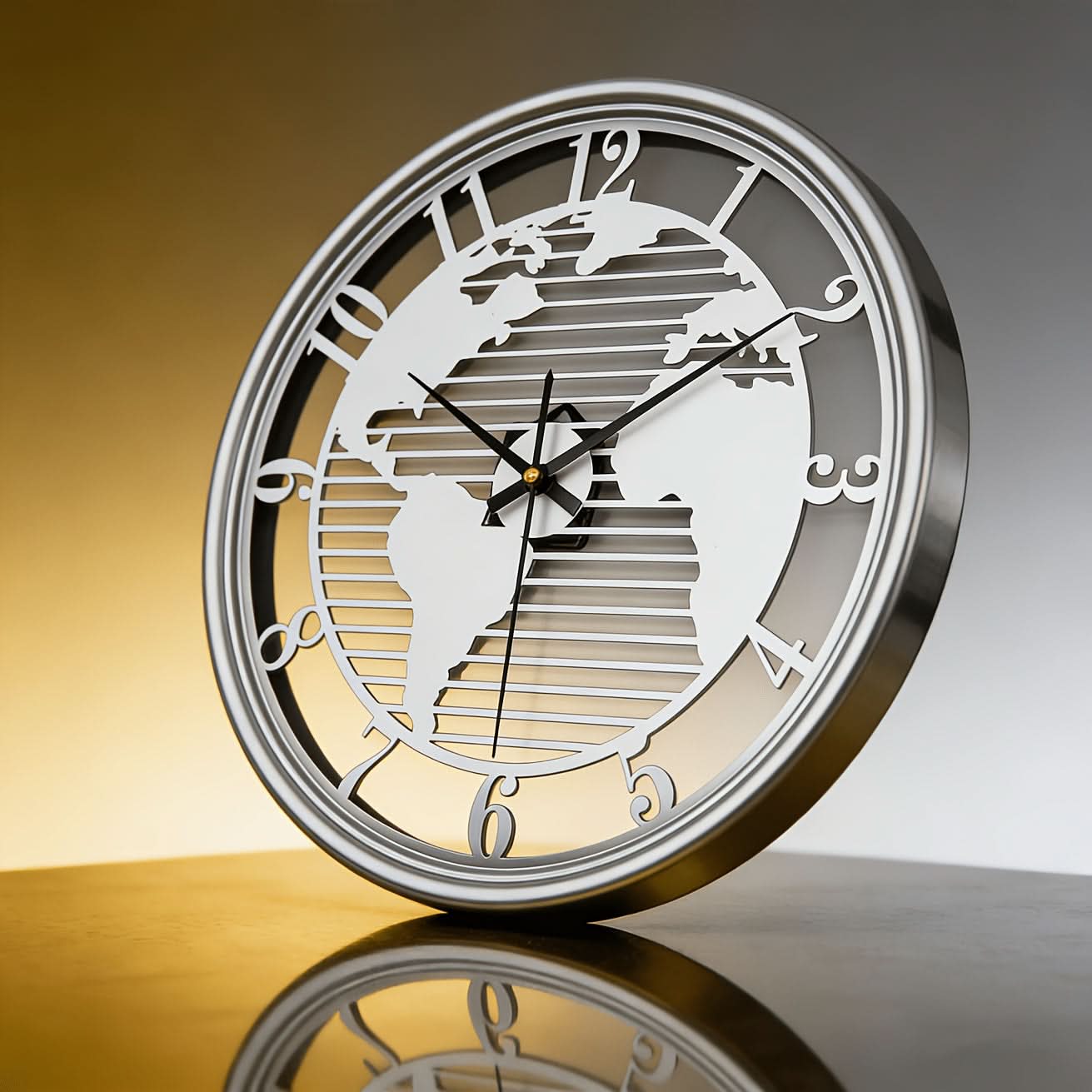 Global Serenity Metal Wall Clock with Silent Movement