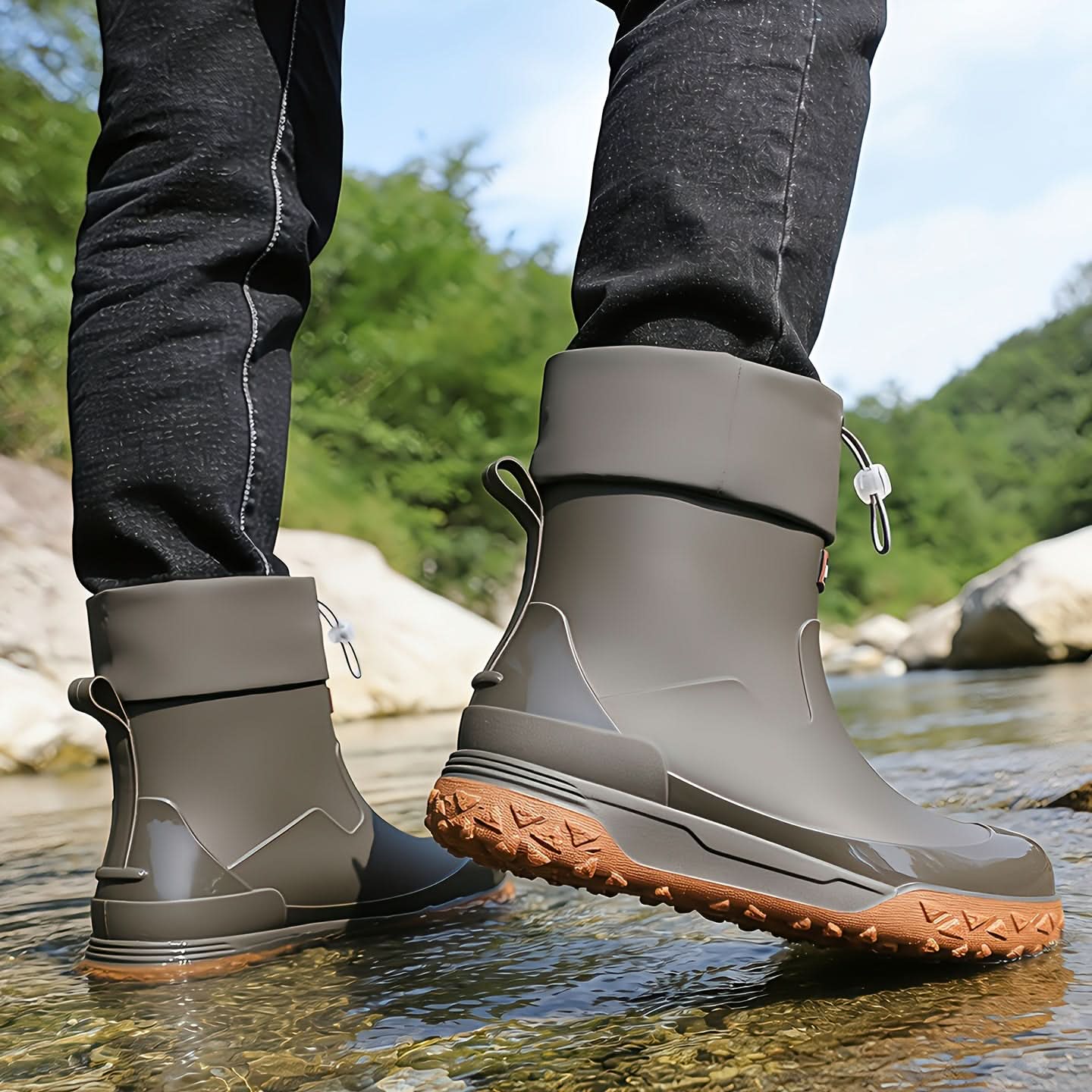 AquaStride - Sleek Waterproof Ankle Rain Boots