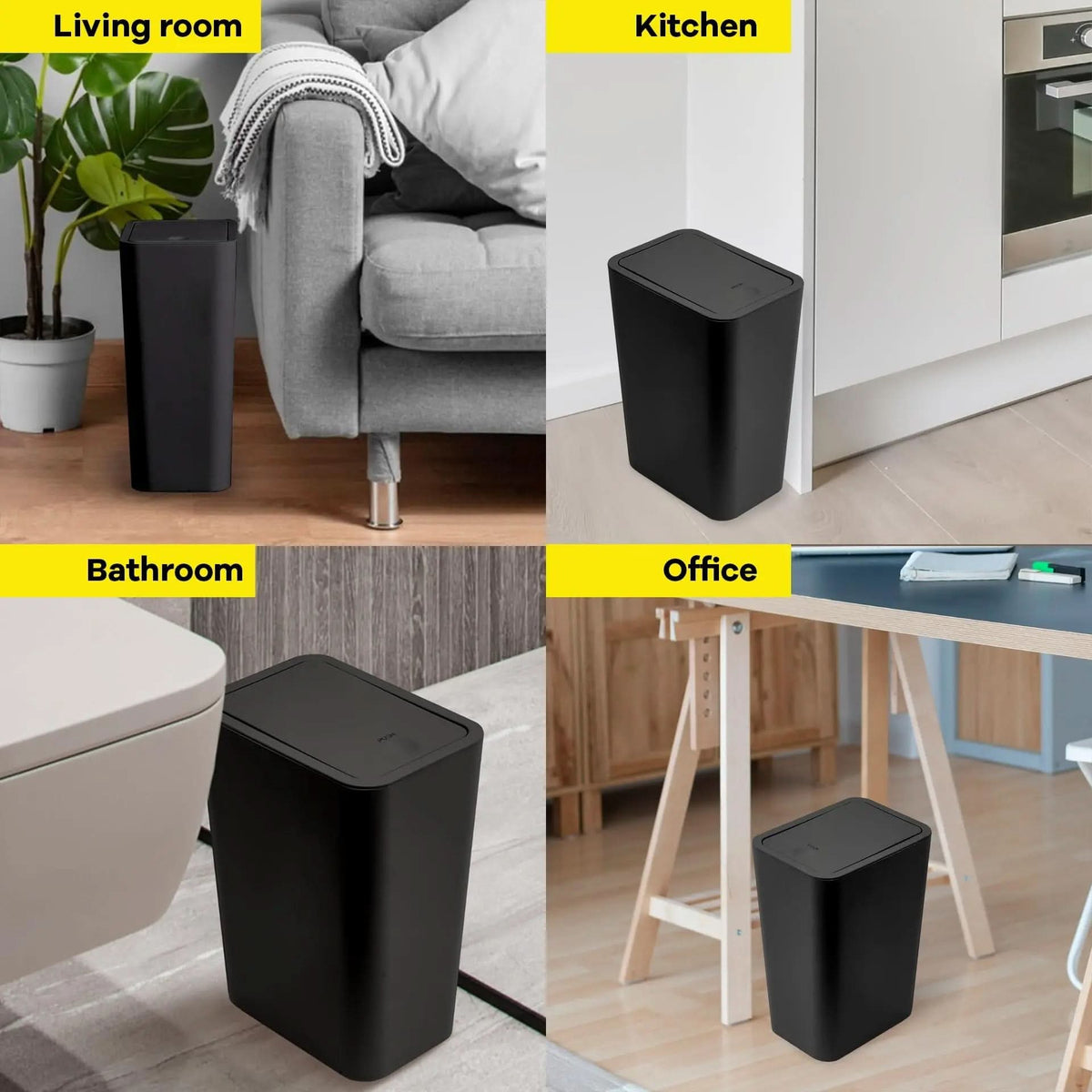 Sleek Touch-Open 12L Compact Waste Bin
