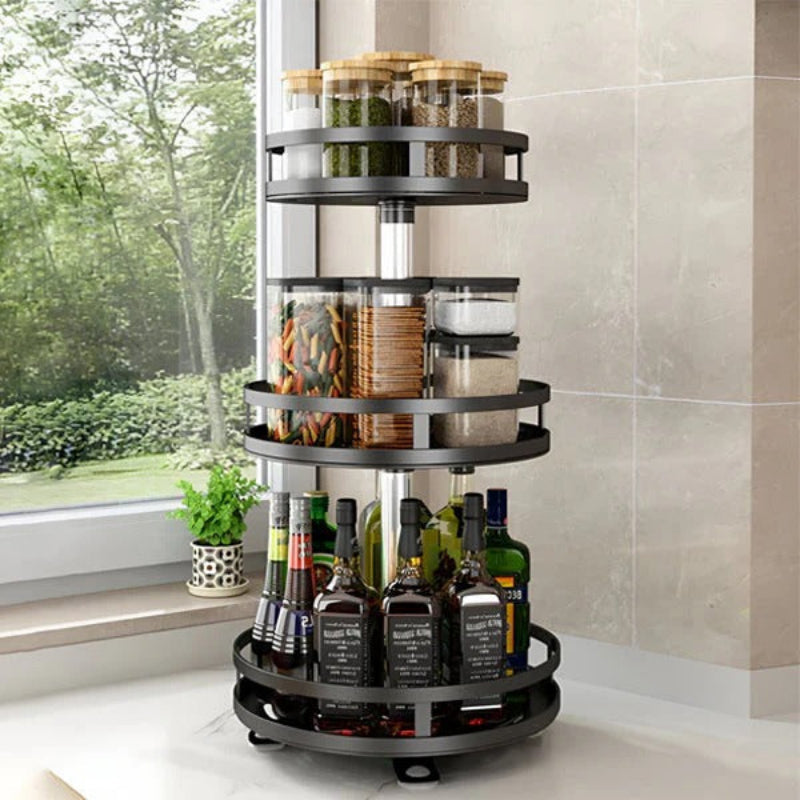 Versatile 360-Degree Rotating Storage Carousel in Steel