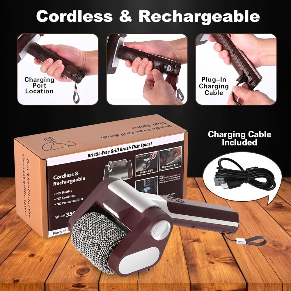 GrillMaster Pro – Electric BBQ Cleaning Brush with Roller