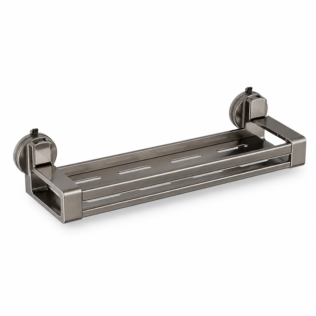 Steel Suction-Cup Bathroom Organizer Shelf (30 cm)
