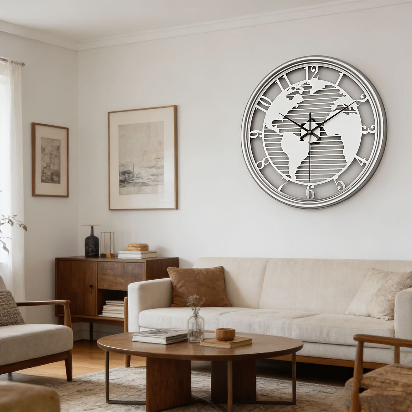 Global Serenity Metal Wall Clock with Silent Movement