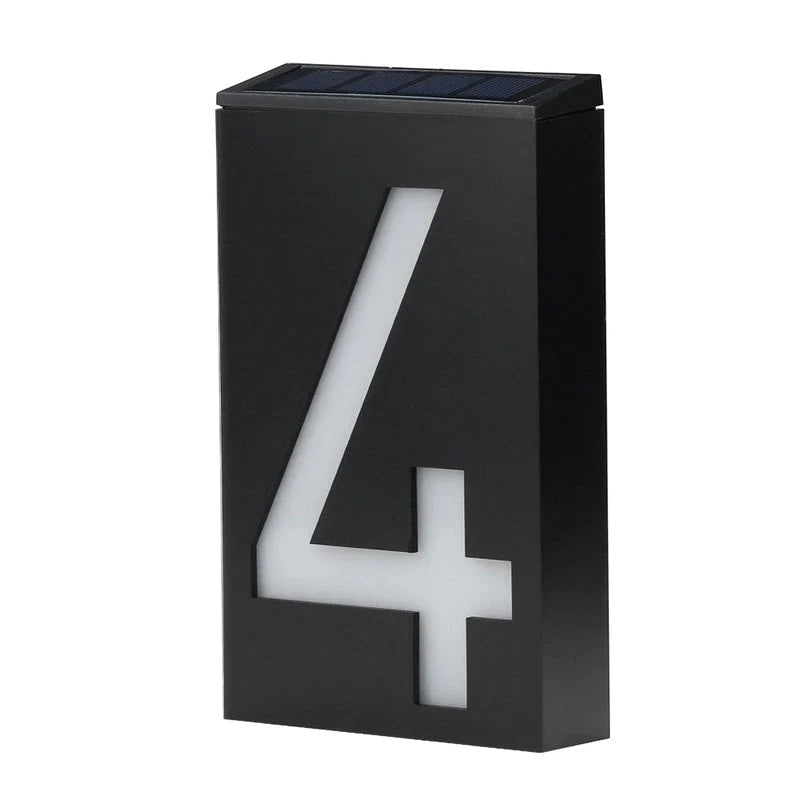 House Number Sign Powered by Solar Energy