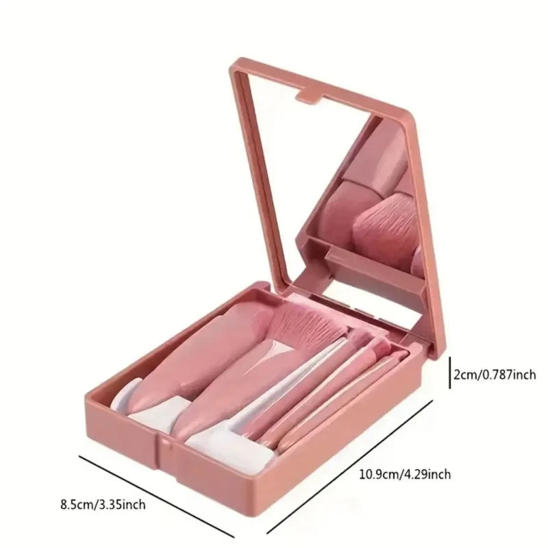 Compact Beauty Brush Kit with Travel Mirror