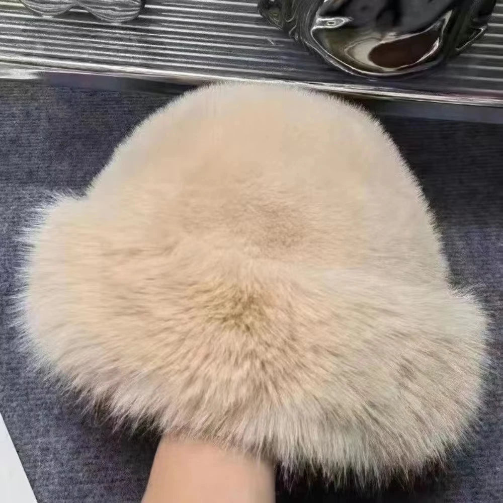 Chic Faux Fur Winter Bucket Hat for Women