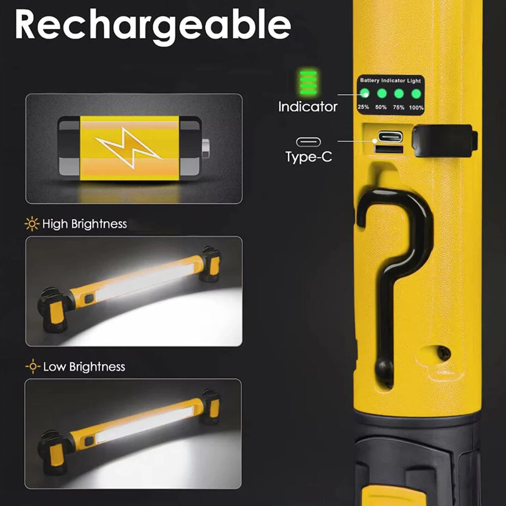 Versatile Rechargeable LED Work Light with Magnetic Attachment