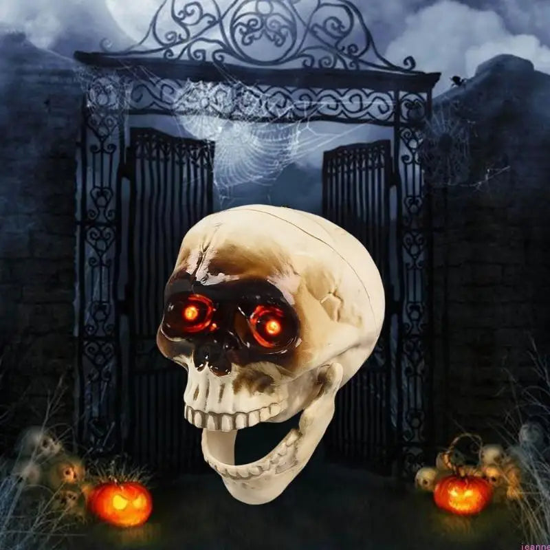 Spooky Animated Skull Decoration with Glowing Eyes